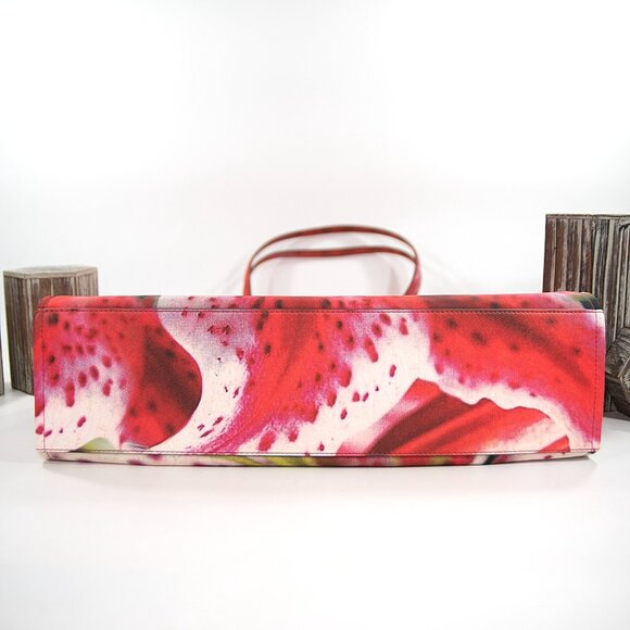 Tory Burch Bold Pink Lily Nylon Leather Large Tote Bag NWT - Picture 7 of 7